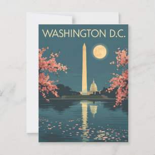 Vintage Washington D.C. Cherry Blommars Travel Vykort
