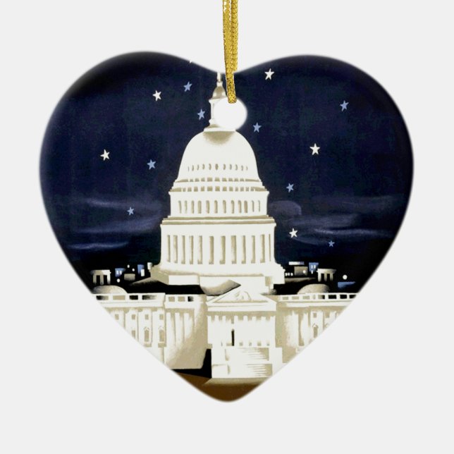 Vintage Washington DC-resor Julgransprydnad Keramik (Framsidan)