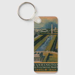Vintage Washington DC Travel Poster Nyckelring