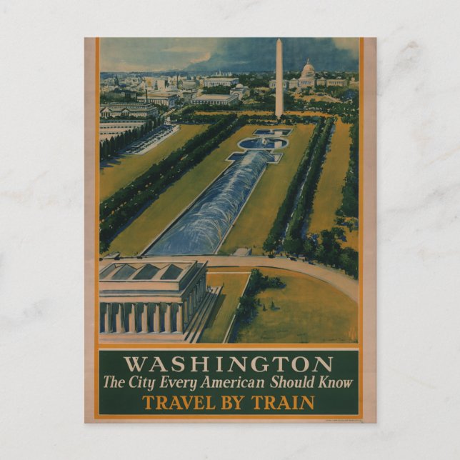 Vintage Washington DC Travel Poster Vykort (Framsida)