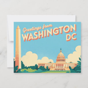 Vintage Washington DC vykort Hälsningar från