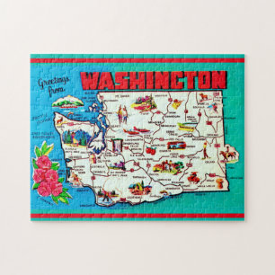 Vintage Washington-karta 11x14 Pussel