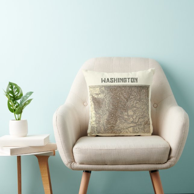 Vintage Washington Karta Pillow Kudde (Stol)