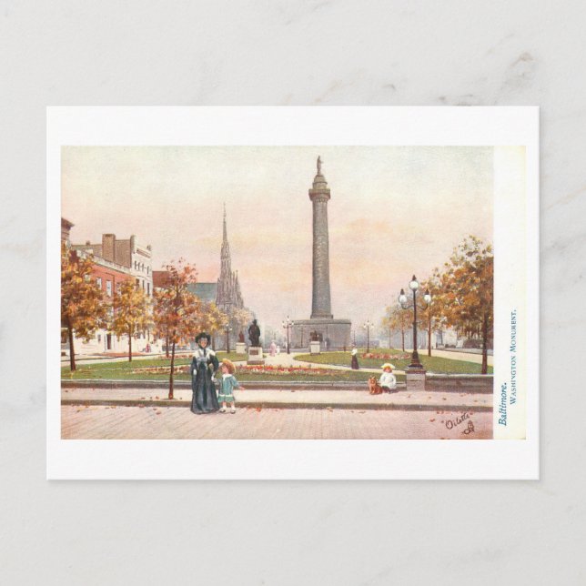 Vintage Washington Monument, Baltimore, Maryland, Vykort (Framsida)
