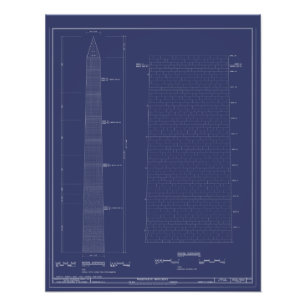 Vintage Washington Monument Blueprint Poster
