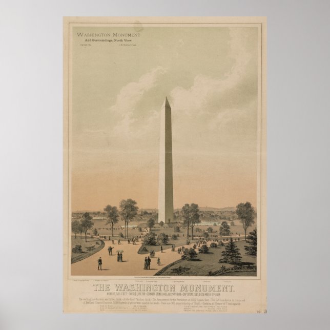 Vintage Washington Monument Illustration (1886) Poster (Framsidan)