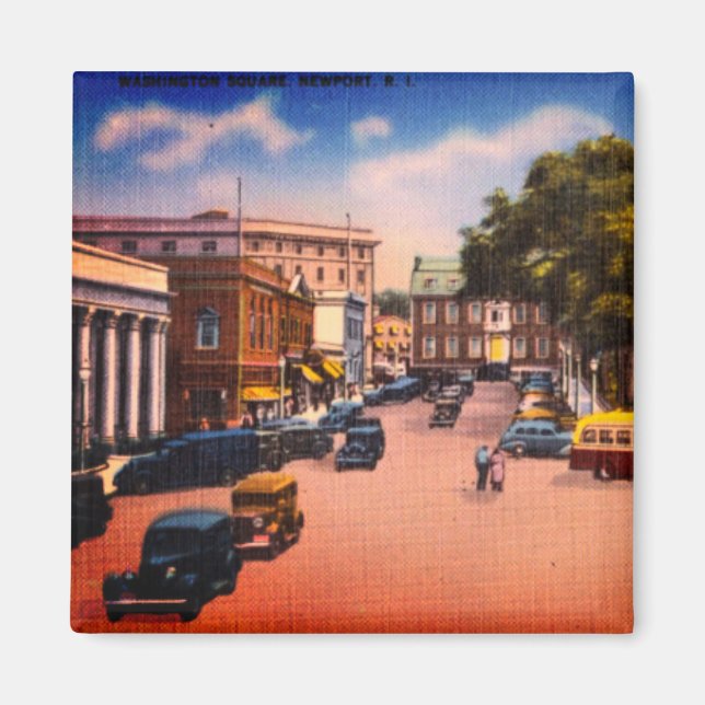 Vintage Washington Square, Newport, Rhode island Magnet (Framsidan)