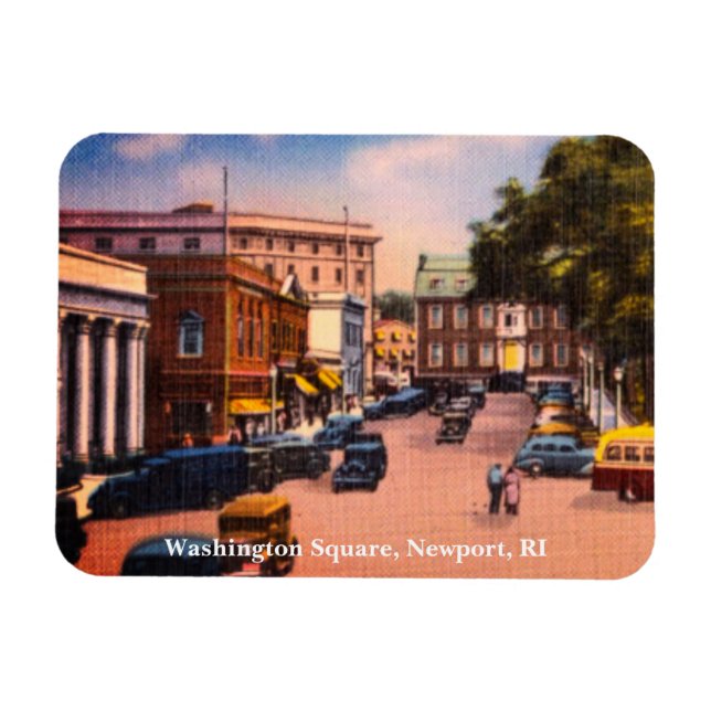 Vintage Washington Square, Newport, Rhode island Magnet (Horisontell)