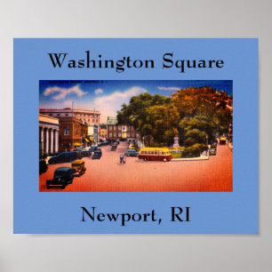 Vintage Washington Square, Newport, Rhode island Poster