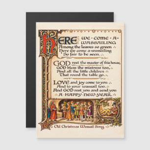Vintage Wassail-sång Illuminerad manuskriptkonst