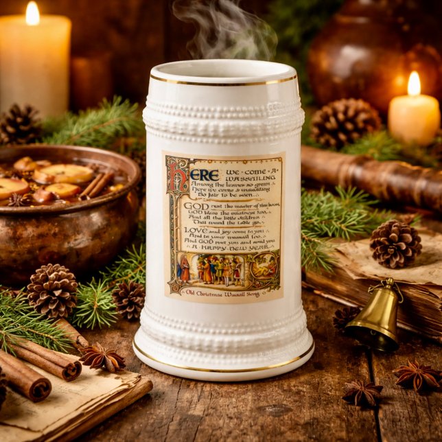 Vintage Wassail-sång Illuminerad manuskriptkonst Sejdel (Skapare uppladdad)