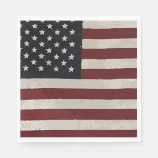 Vintage Watercolor American Flagga 4 juli Pappersservett