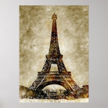 Vintage Watercolor Art of Eiffel Torn