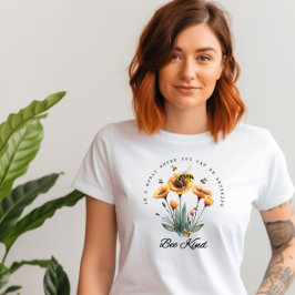 Vintage Watercolor Bee Wildblomme Blommigt Kindnes T Shirt