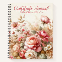 Vintage Watercolor Blommigt Gratitude Journal