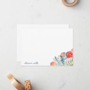 Vintage Watercolor Blommigt Personlig Stationery Anteckningskort