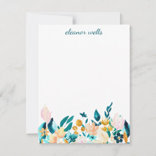 Vintage Watercolor Blommigt Personlig Stationery Anteckningskort