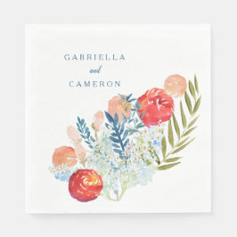 Vintage Watercolor Blommigts Boho Garden Wedding Pappersservett