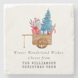 VINTAGE WATERCOLOR CHRISTMAS CARRIAGE PERSONALIZE STENUNDERLÄGG