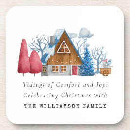 VINTAGE WATERCOLOR CHRISTMAS HOUSE FAMILY PLASTIC UNDERLÄGG