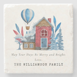 VINTAGE WATERCOLOR CHRISTMAS PERSONLIG FAMILY STENUNDERLÄGG
