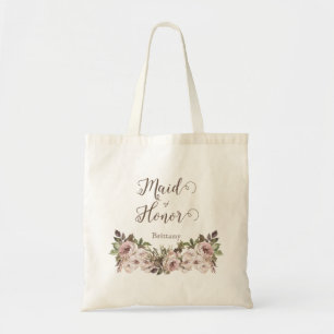 Vintage Watercolor Dusty Ro Blommigt Maid of honor Tygkasse