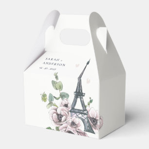 Vintage Watercolor Eiffel Torn Blommigt Bröllop Presentaskar