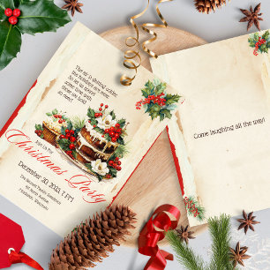 Vintage Watercolor Festive God jul Party Inbjudningar