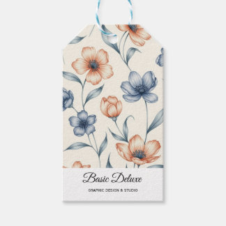 Vintage Watercolor Flowers gift tag Presentetikett