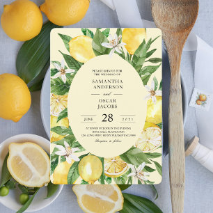 Vintage Watercolor Gula Citron Ram Inbjudningar