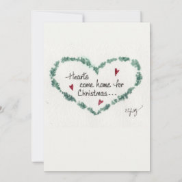 Vintage Watercolor Hearts kom home for jul Julkort