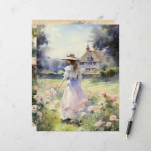 Vintage Watercolor Land Garden Scrapbook Papper