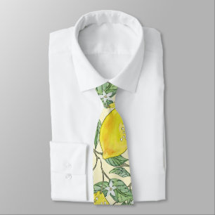 Vintage Watercolor Lemon Träd, sommartid Mönster Slips