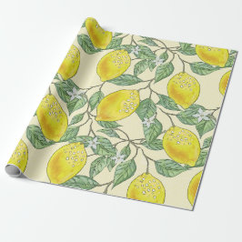 Vintage Watercolor Lemons Mönster Presentpapper