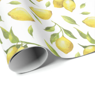 Vintage Watercolor Lemons och Greenery Mönster Presentpapper