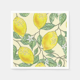 Vintage Watercolor Lemons, sommartid, Mönster Pappersservett