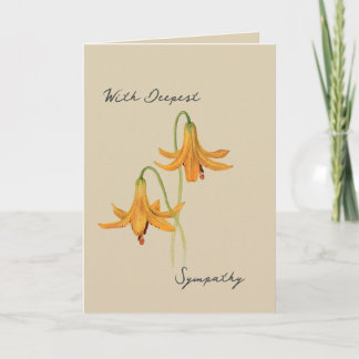Vintage Watercolor Lily Botanical Sympathy Card Kort