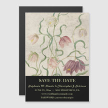 Vintage Watercolor Lily Save the Date med webbplat