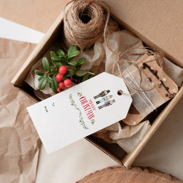 Vintage Watercolor Nutcracker Trio-jul Presentetikett