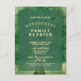 Vintage Watercolor Oak Träd Family Reunion Vykort