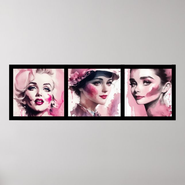 vintage watercolor pink girls 3/3 all in one poster (Framsidan)