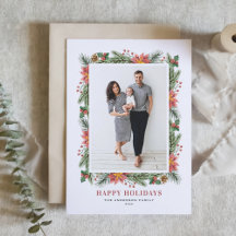 Vintage Watercolor Poinsettia och Greenery Photo