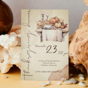 Vintage Watercolor Pumpkin Spice Boho Thanksgiving Inbjudningar