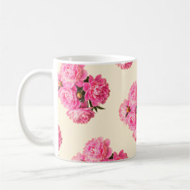 Vintage Watercolor Rosa Peonies Blommigt Kaffemugg