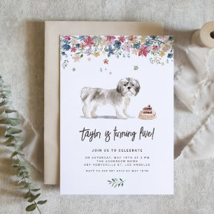 Vintage Watercolor Shih Tzu Hund Birthday Inbjudningar