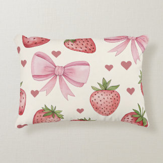 Vintage Watercolor Strawberry Decorative Pillow Prydnadskudde