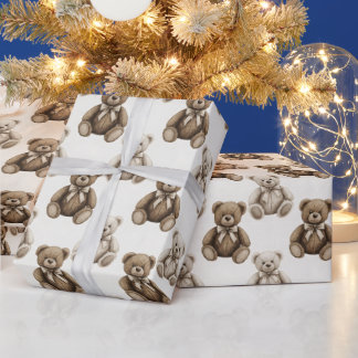 Vintage Watercolor Teddy Bear Presentpapper