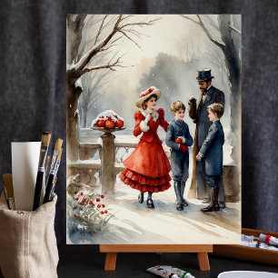 Vintage Watercolor Victorian Tidigt 1900 Canvas Ar