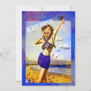 Vintage Watercolor Vuxnas Beach Party-inbjudan Inbjudningar