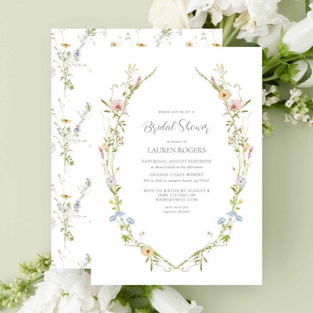 Vintage Watercolor WildblomsterträdgårdsMöhippa Inbjudningar (Bridal Shower Invitation!)